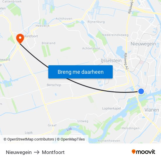 Nieuwegein to Montfoort map