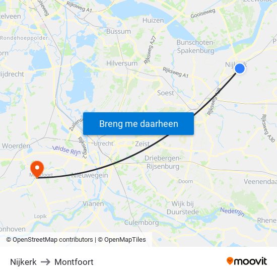 Nijkerk to Montfoort map