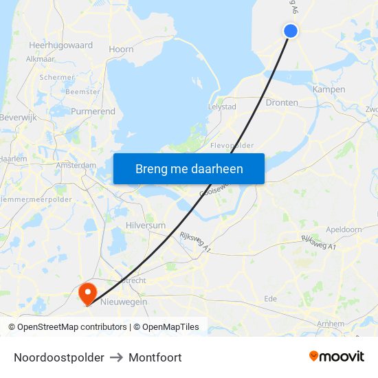 Noordoostpolder to Montfoort map