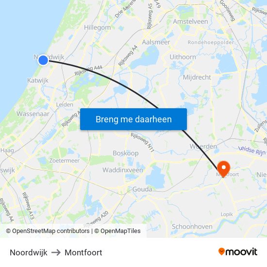 Noordwijk to Montfoort map