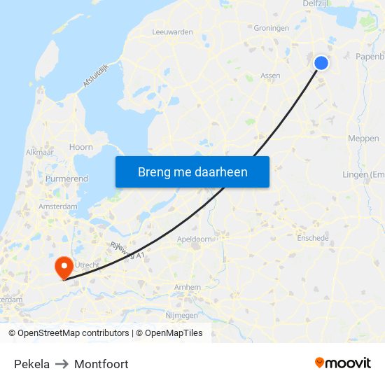 Pekela to Montfoort map
