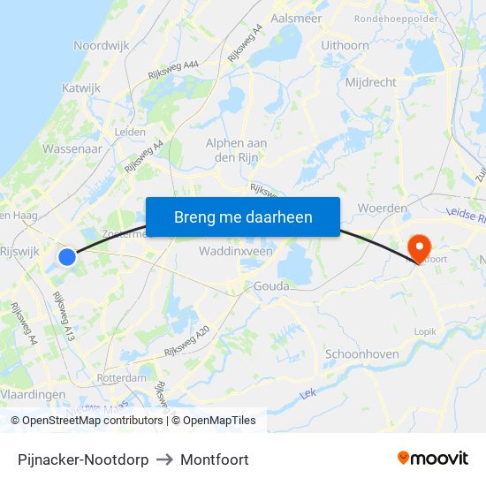 Pijnacker-Nootdorp to Montfoort map