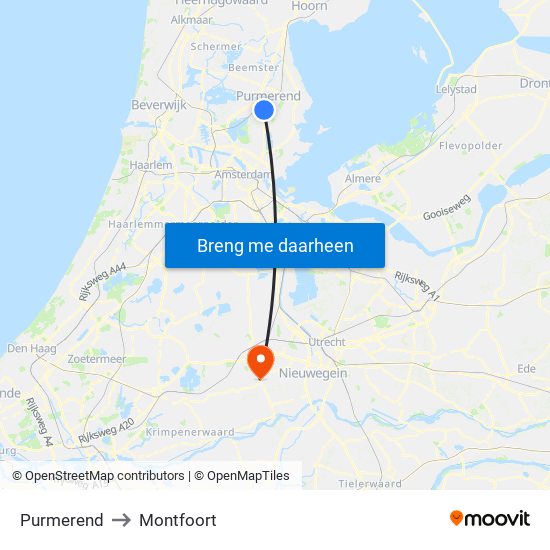 Purmerend to Montfoort map