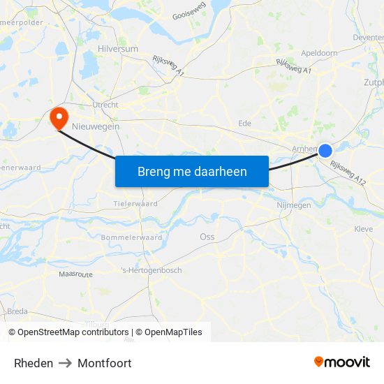 Rheden to Montfoort map