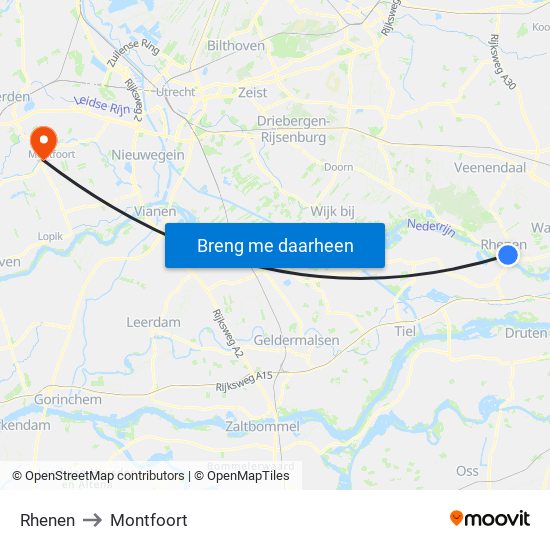 Rhenen to Montfoort map