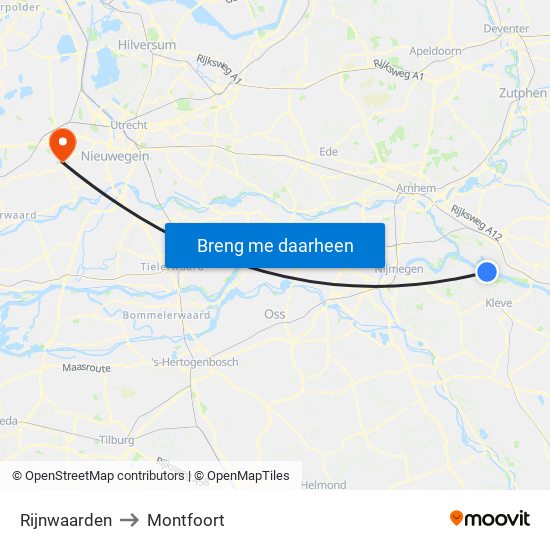 Rijnwaarden to Montfoort map