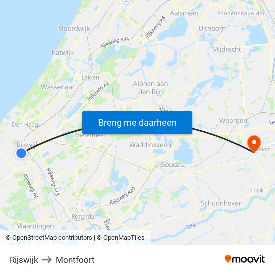 Rijswijk to Montfoort map