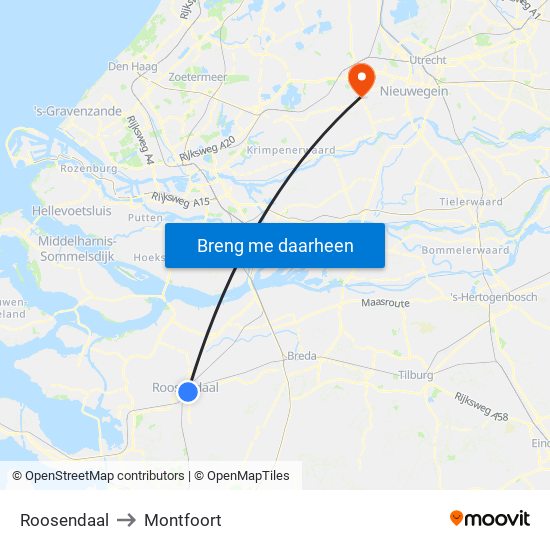 Roosendaal to Montfoort map