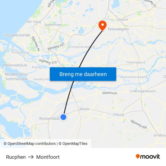 Rucphen to Montfoort map