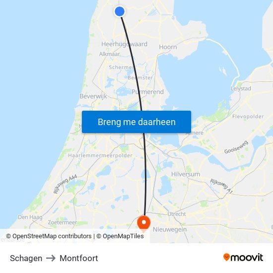 Schagen to Montfoort map