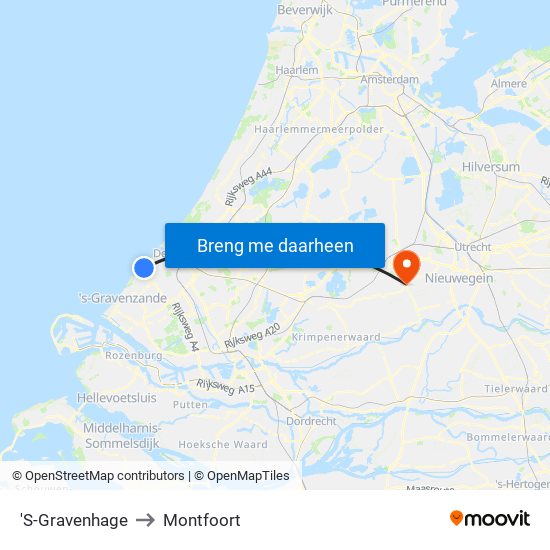 'S-Gravenhage to Montfoort map