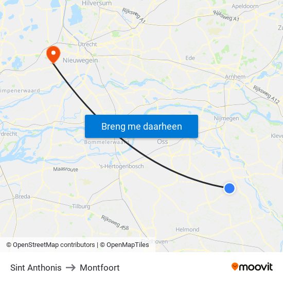 Sint Anthonis to Montfoort map