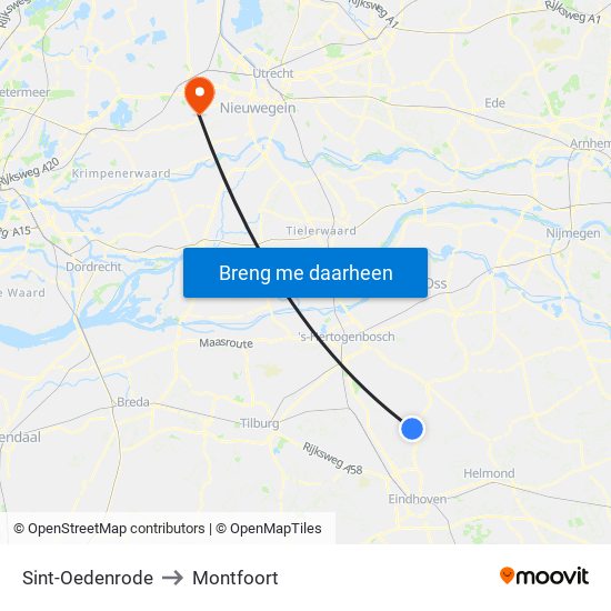 Sint-Oedenrode to Montfoort map