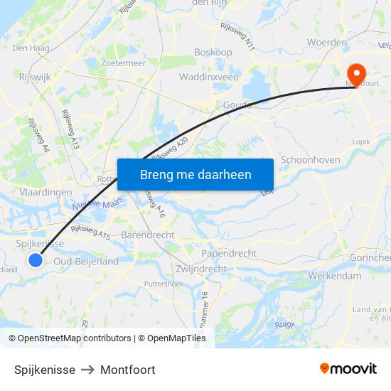 Spijkenisse to Montfoort map