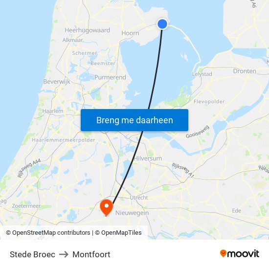 Stede Broec to Montfoort map