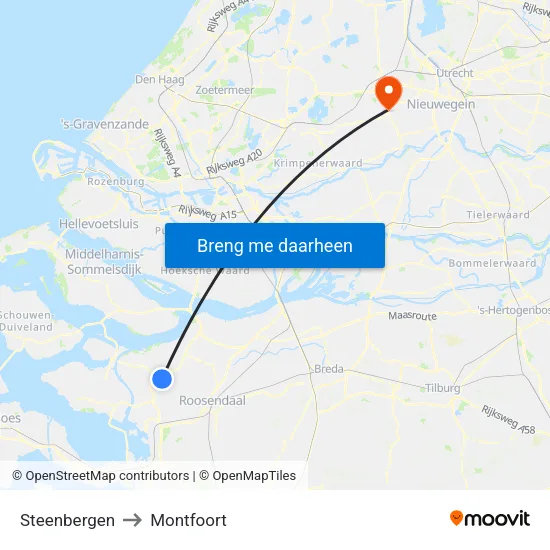 Steenbergen to Montfoort map