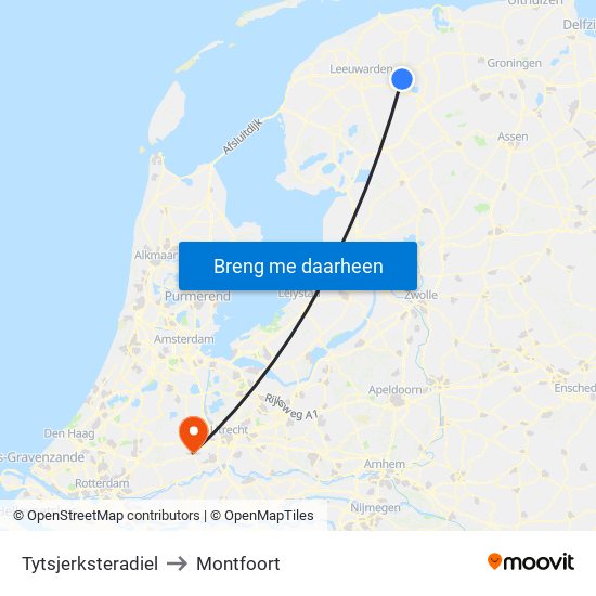 Tytsjerksteradiel to Montfoort map