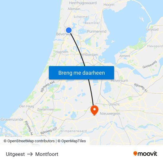 Uitgeest to Montfoort map