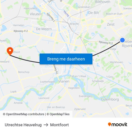 Utrechtse Heuvelrug to Montfoort map