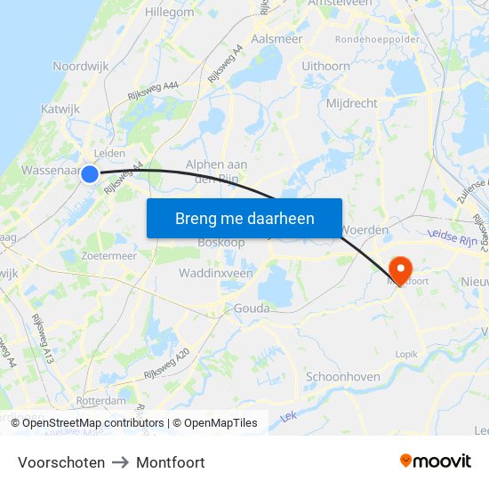 Voorschoten to Montfoort map