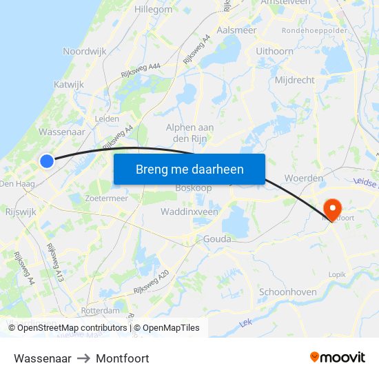 Wassenaar to Montfoort map