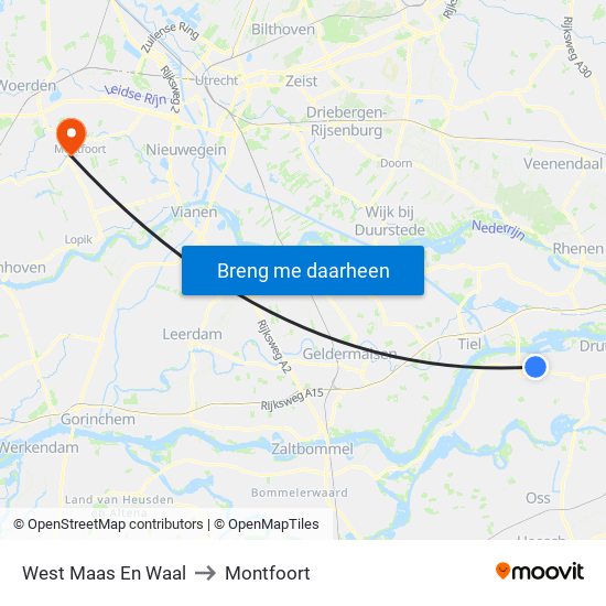 West Maas En Waal to Montfoort map