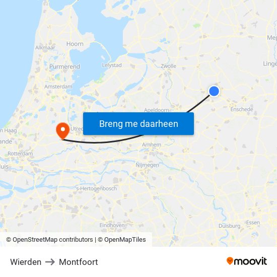 Wierden to Montfoort map