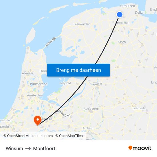 Winsum to Montfoort map