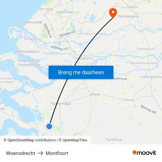 Woensdrecht to Montfoort map