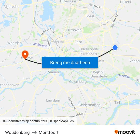Woudenberg to Montfoort map