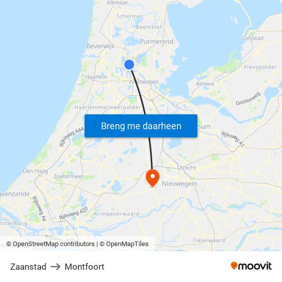 Zaanstad to Montfoort map