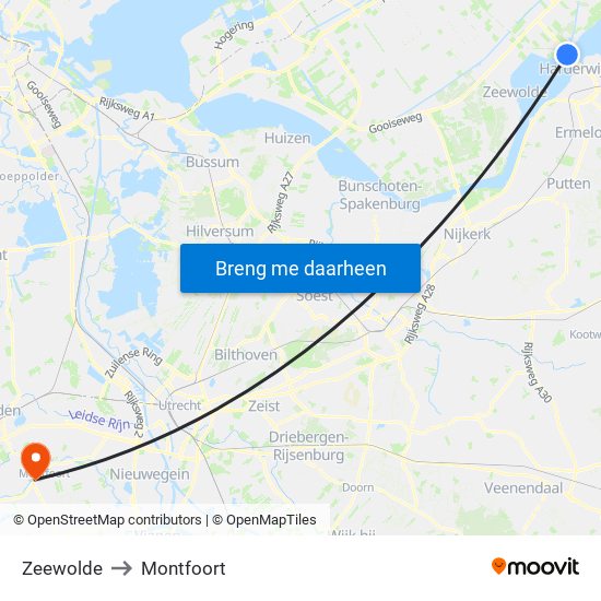Zeewolde to Montfoort map