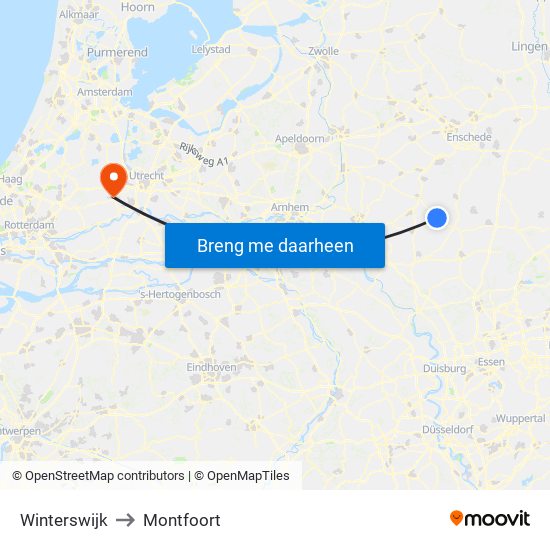 Winterswijk to Montfoort map