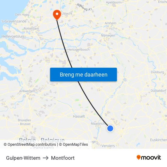 Gulpen-Wittem to Montfoort map