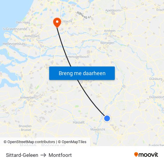 Sittard-Geleen to Montfoort map