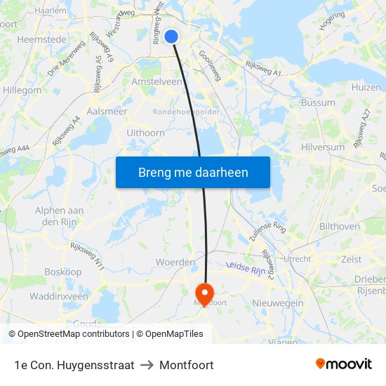 1e Con. Huygensstraat to Montfoort map