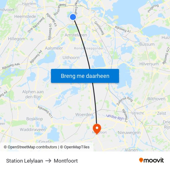 Station Lelylaan to Montfoort map