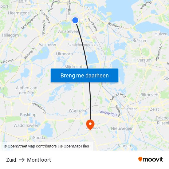 Zuid to Montfoort map