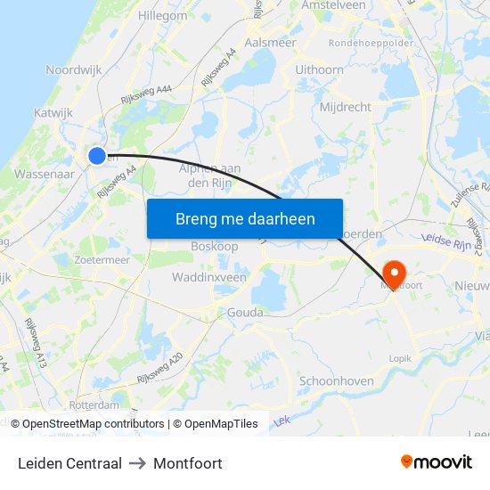 Leiden Centraal to Montfoort map