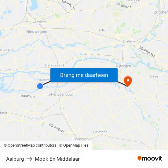 Aalburg to Mook En Middelaar map