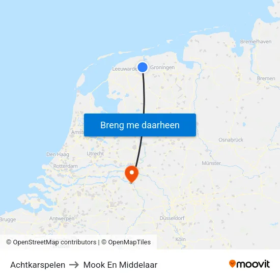 Achtkarspelen to Mook En Middelaar map