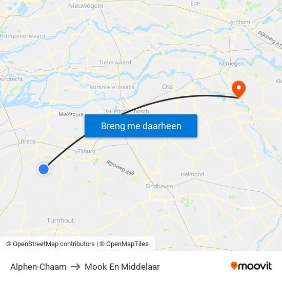 Alphen-Chaam to Mook En Middelaar map