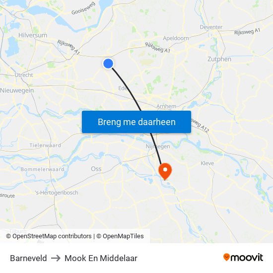 Barneveld to Mook En Middelaar map