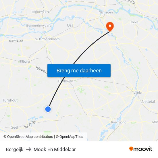 Bergeijk to Mook En Middelaar map