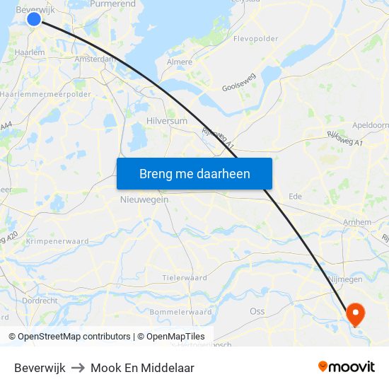 Beverwijk to Mook En Middelaar map