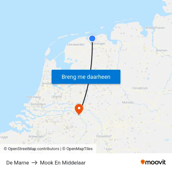 De Marne to Mook En Middelaar map
