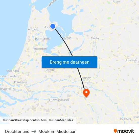 Drechterland to Mook En Middelaar map