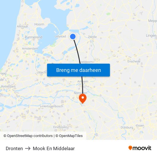 Dronten to Mook En Middelaar map