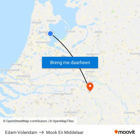 Edam-Volendam to Mook En Middelaar map