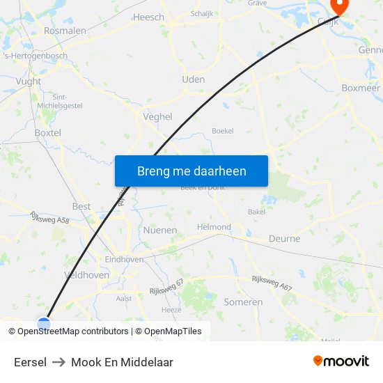 Eersel to Mook En Middelaar map